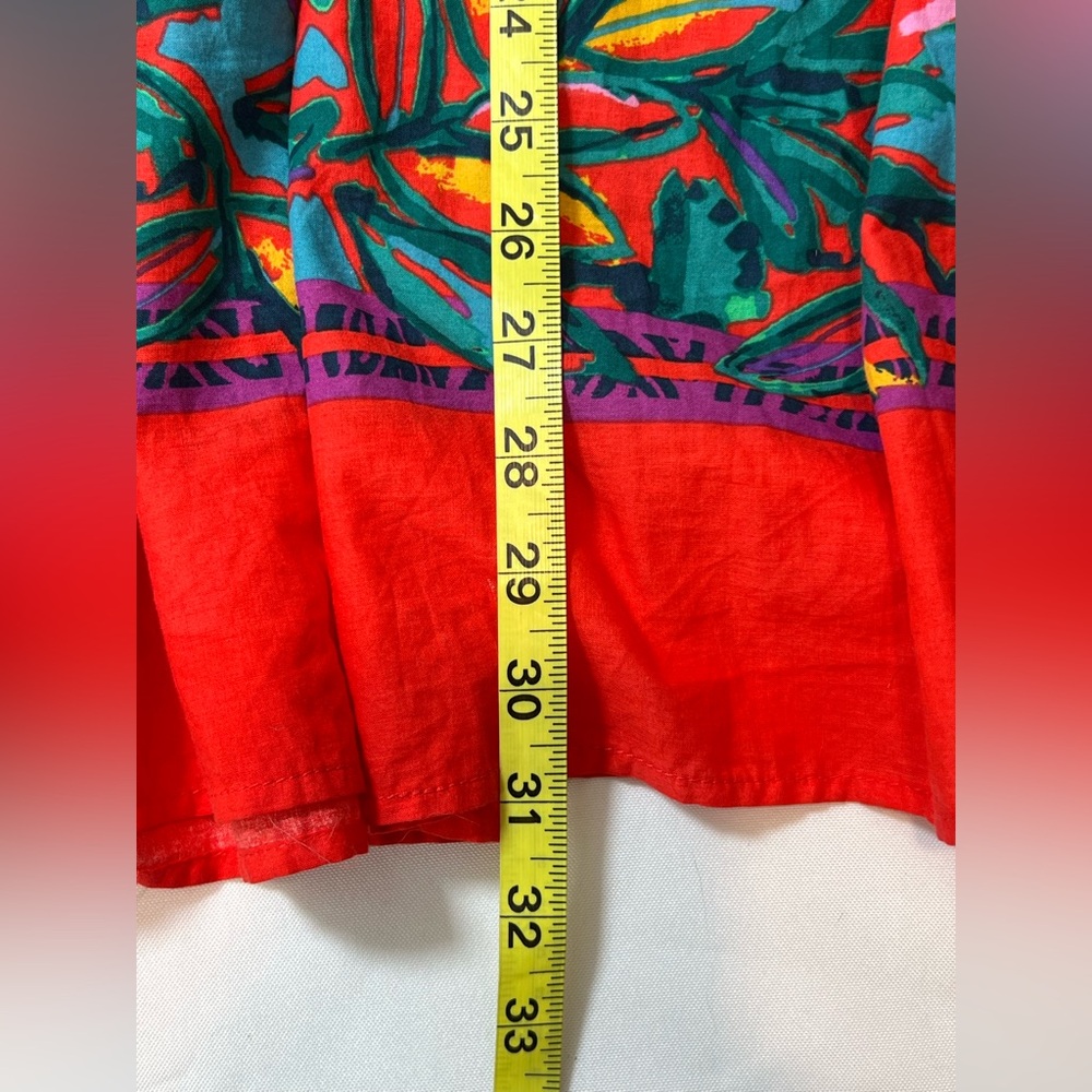 PINCH Cotton Floral Print Dress Midi Puff Sleeve With Red and Green Accents M - Picture 6 of 7
